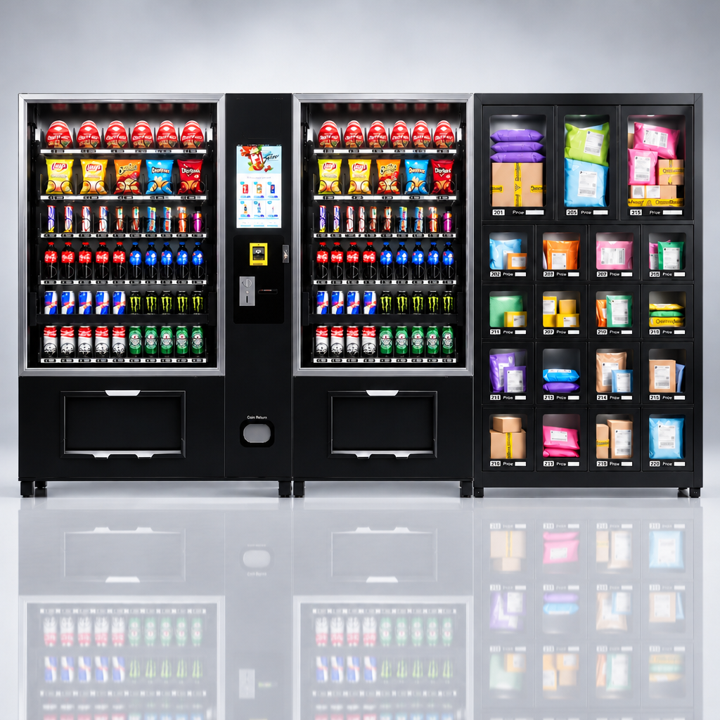 3in1 Hotelautomat mit Lift, 22 Zoll und Locker