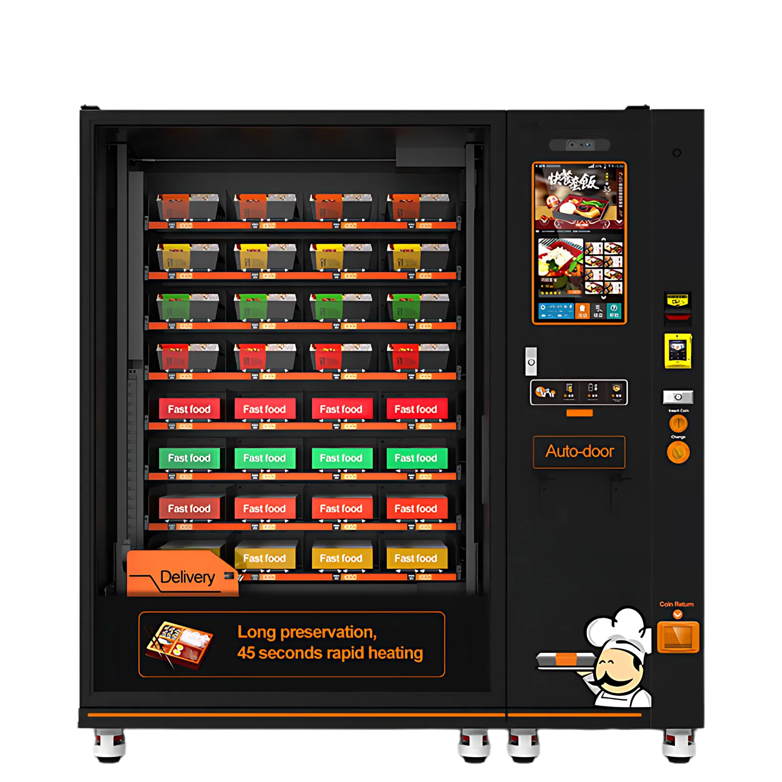 Automat für warme Speisen von TCN Vending und Vendy1 Frontansicht