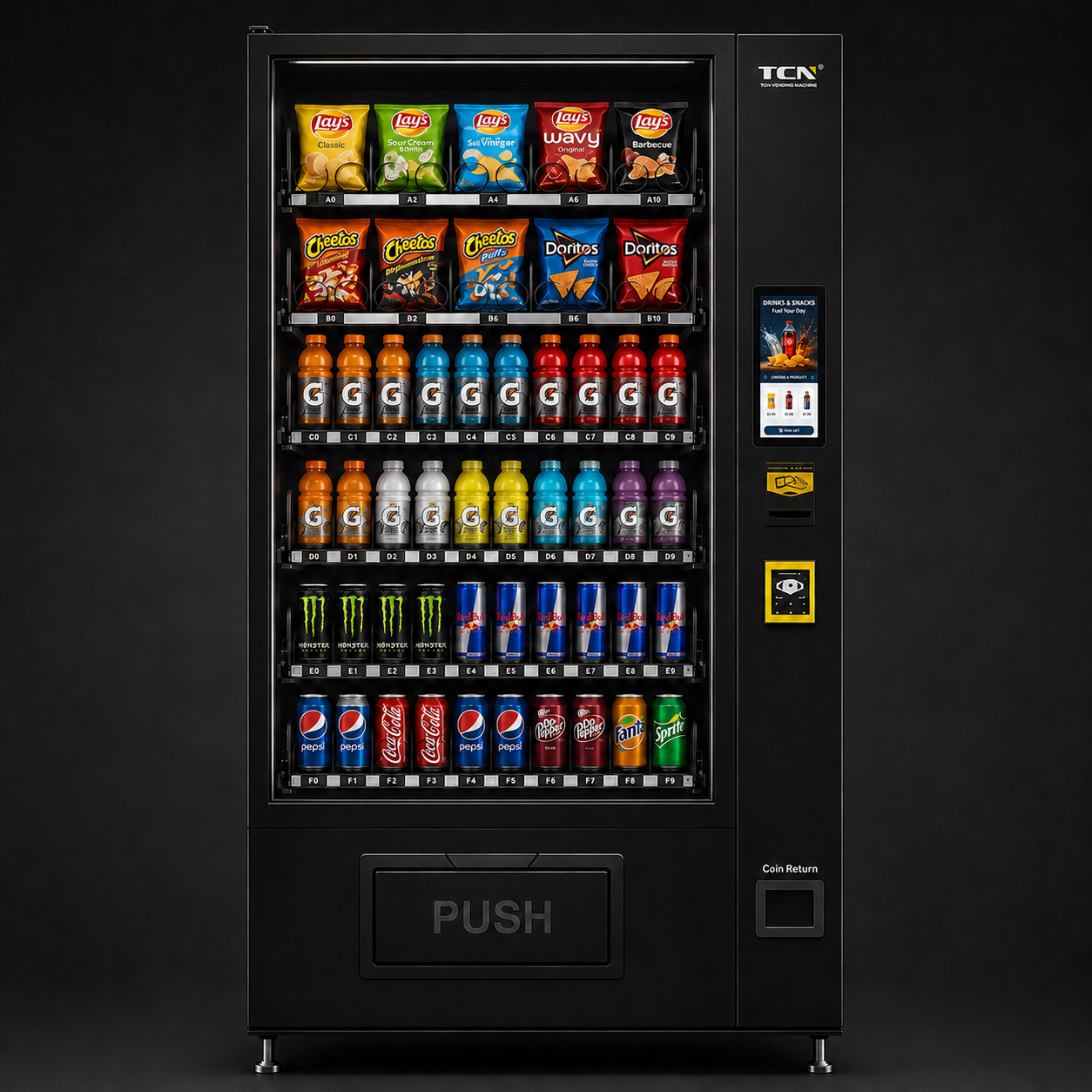 Snack machine with 10 inch