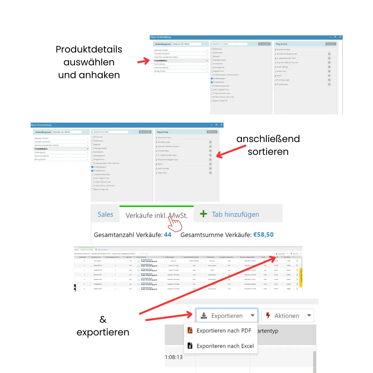Dynamischer Export Nayax
