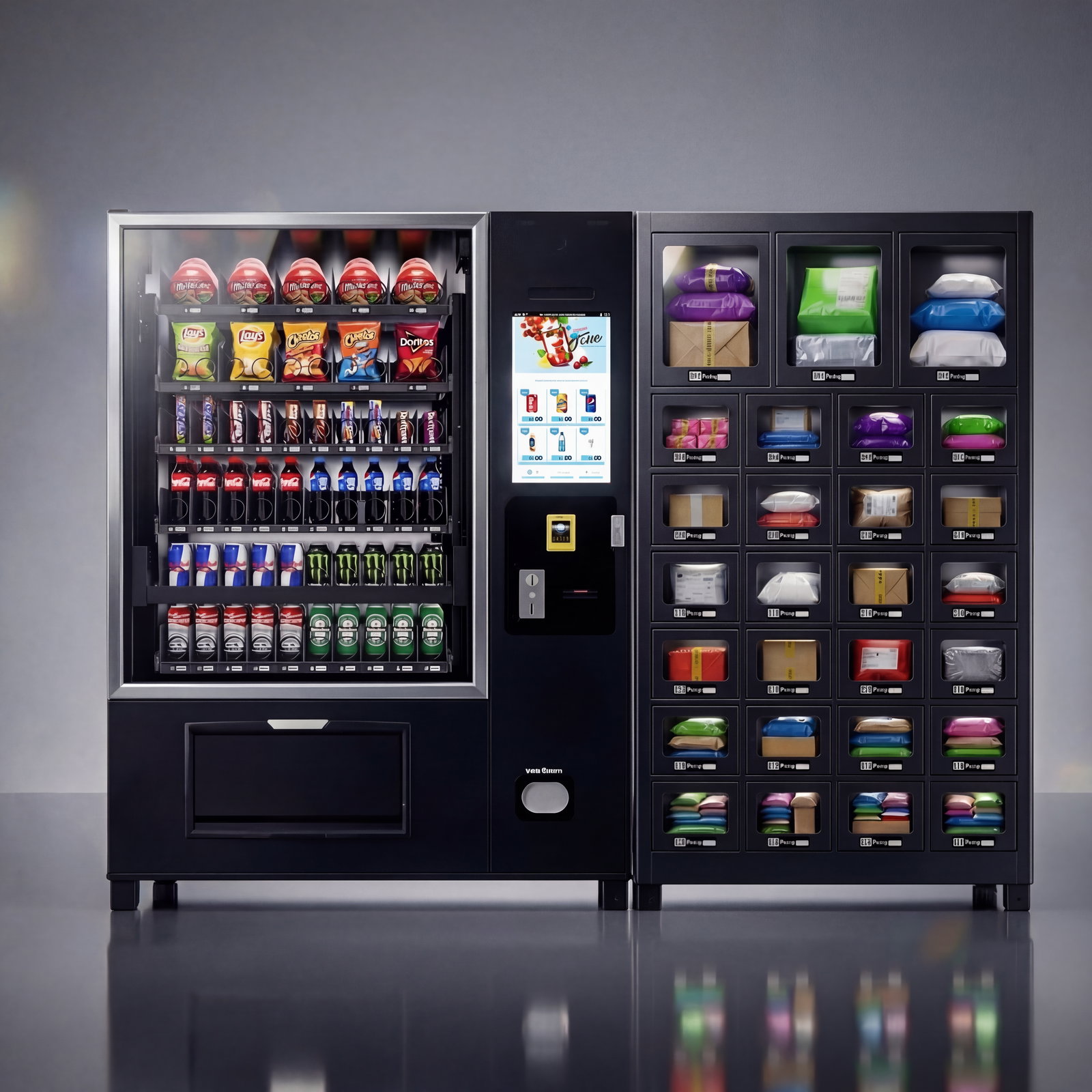 Schließfachstation Kombi mit Lift mit großem Display