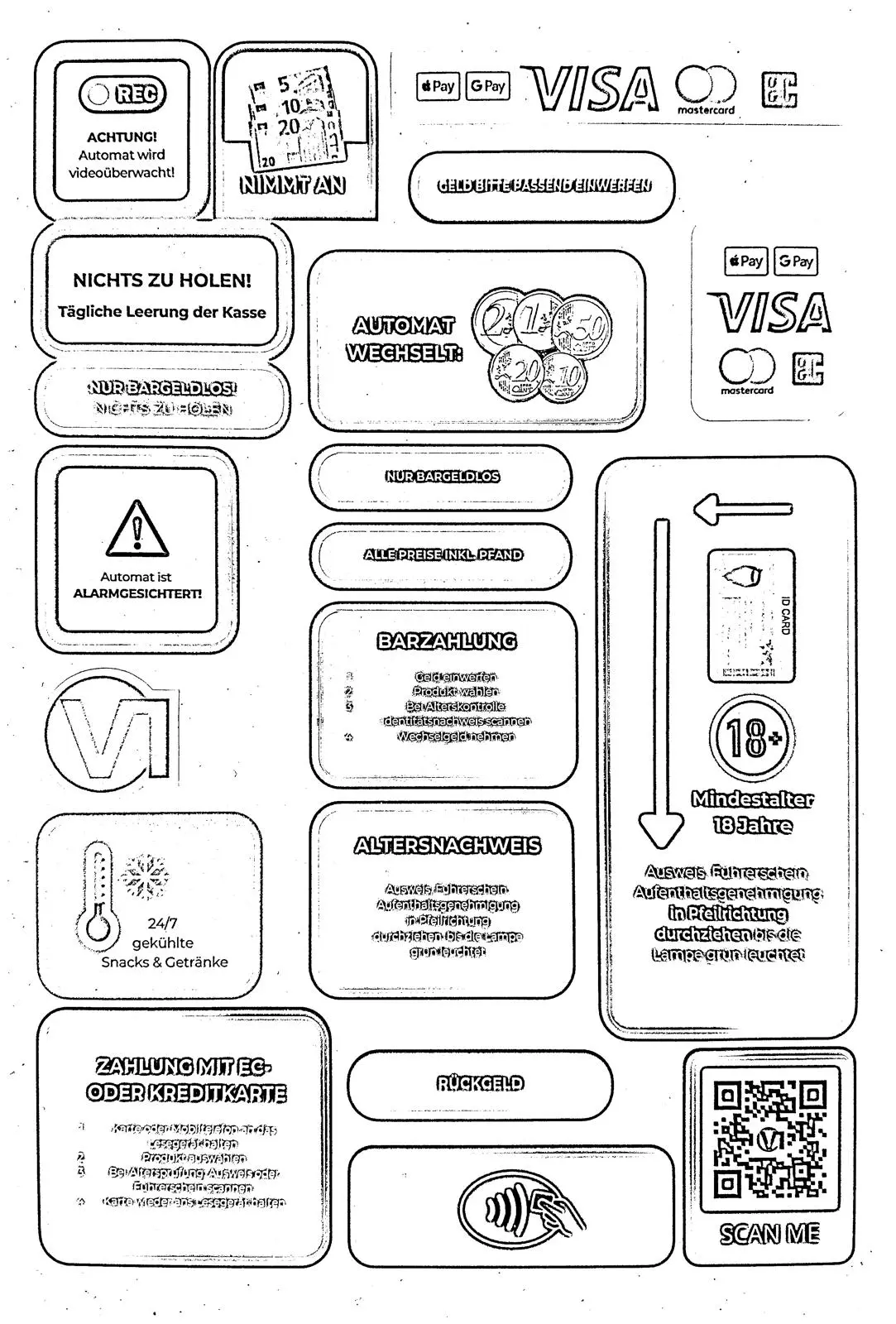 Stickerset/Auskleber für deinen Automaten von Vendy1