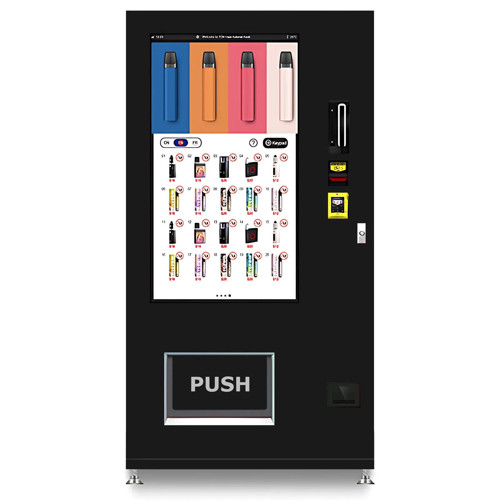 Vapeautomat von TCN Vending und Vendy1 Frontansicht