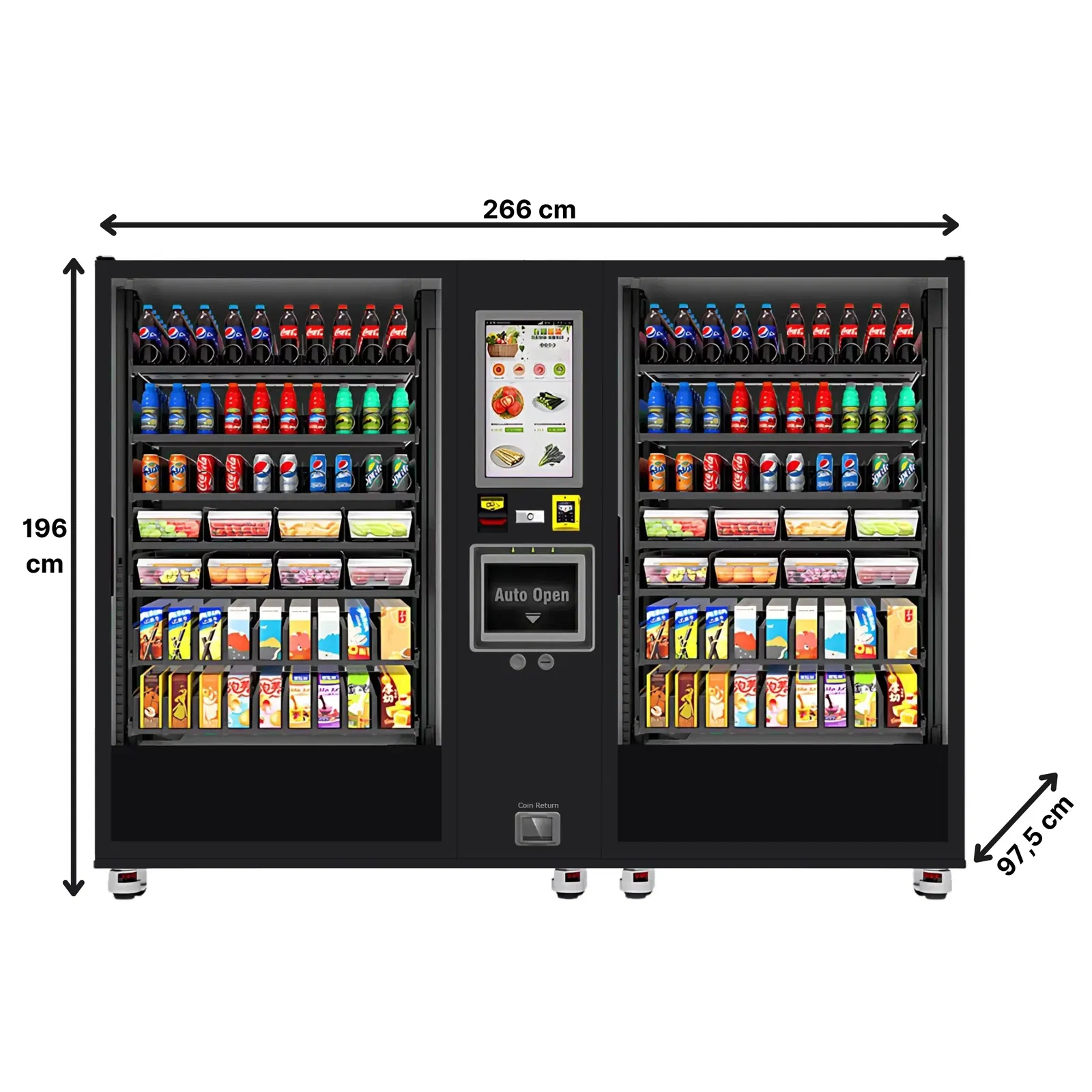 Mini-Supermarkt Automat von TCN Vending und Vendy1 mit Maßen