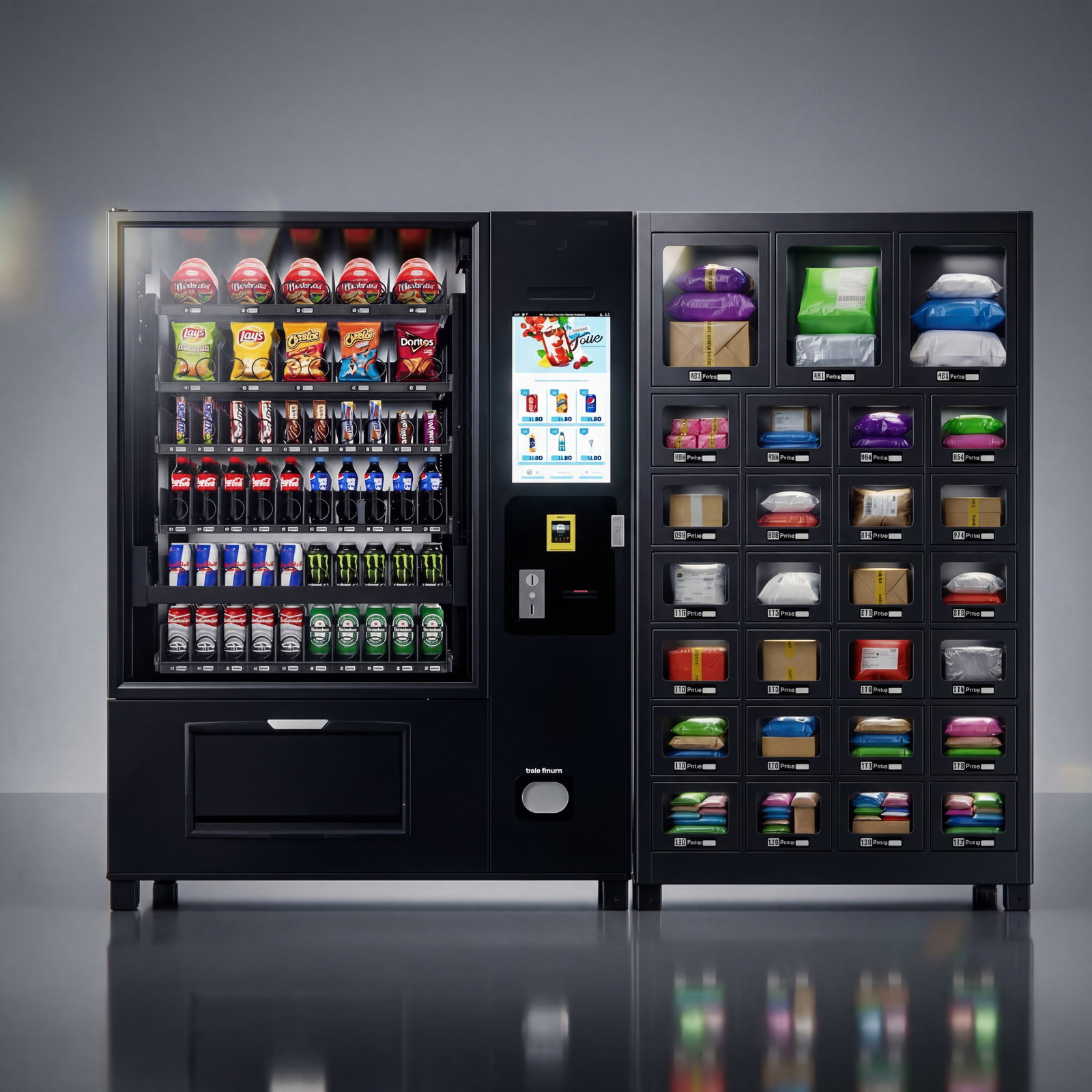 Schließfachstation Kombi mit großem Display ohne Lift