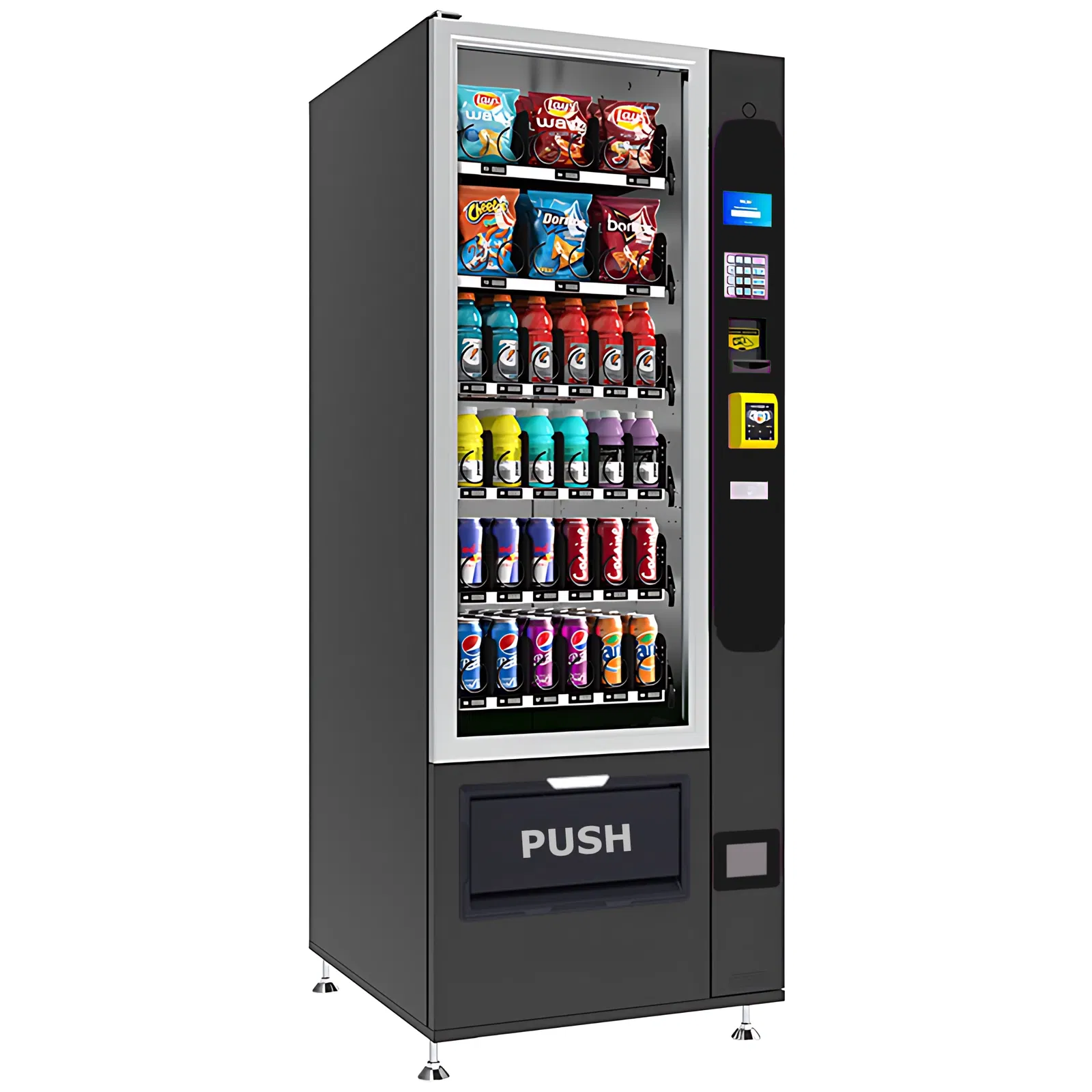 Kleine Snack-Getränkekombi ohne Lift von Vendy1 und TCN Vending Seitenansicht