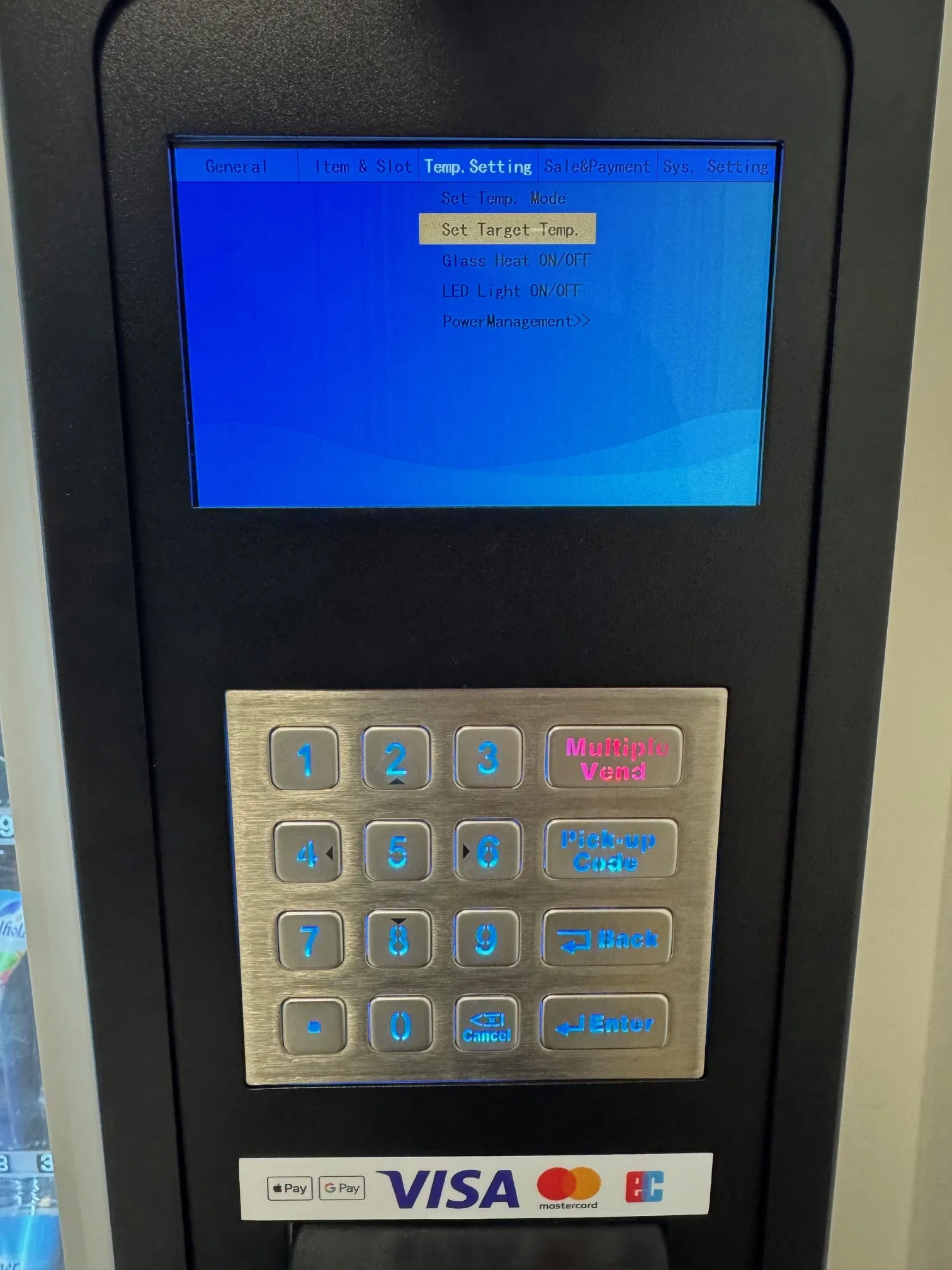 Stelle die angepeilte Temperatur ein