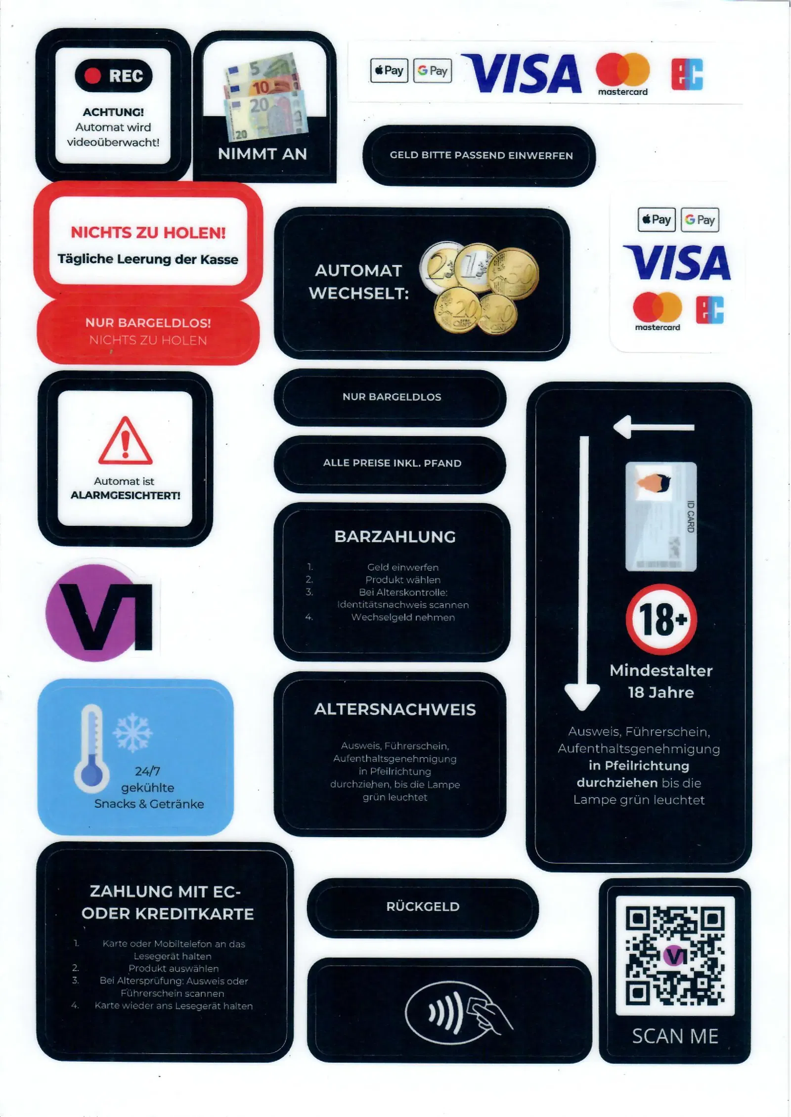 Das Aufkleber/Stickerset für deinen Automaten von Vendy1