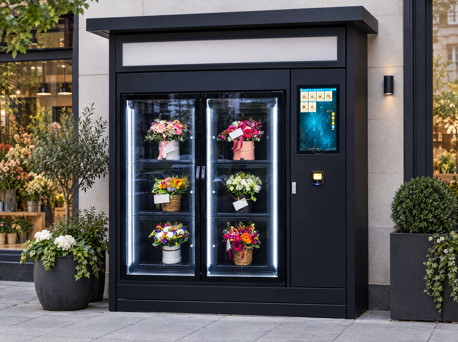 Flower Vending Machine with 6 Refrigerated Compartments & 21.5" Touchscreen – Outdoor