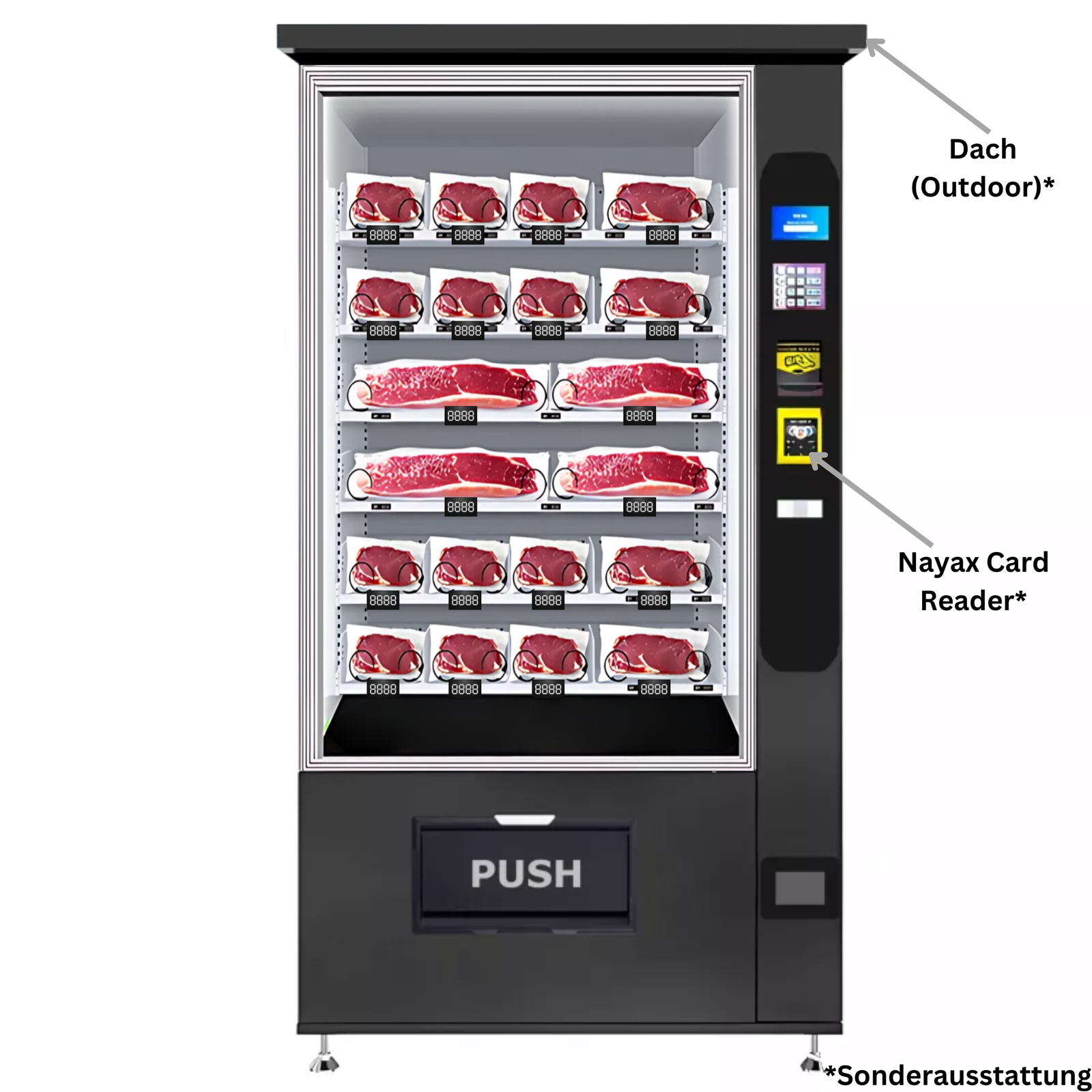 Fleisch- und Wurstautomat mit kleinem Display von TCN Vending und Vendy1