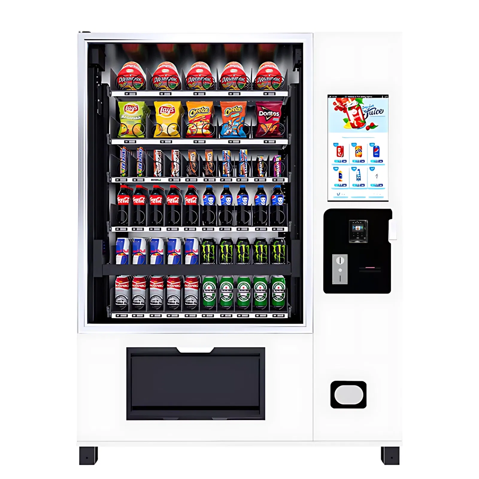 Die Snack-/Getränkekombi von TCN zeichnet sich durch seine Vielfalt im Angebot aus, und ist bei Vendy1 erhältlich!