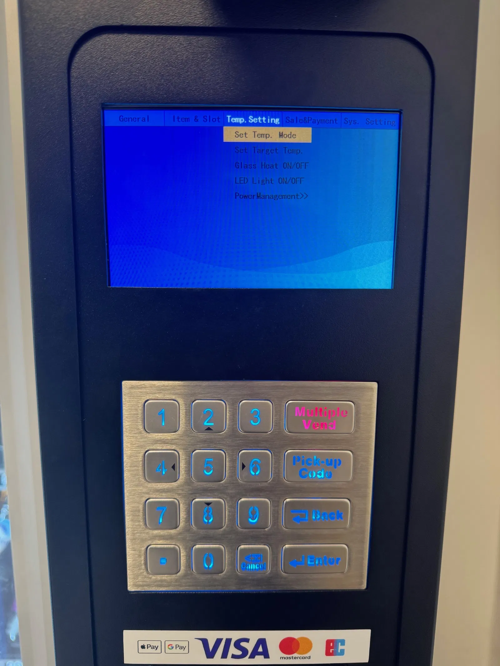 Stelle die Temperatur deines Automaten ein