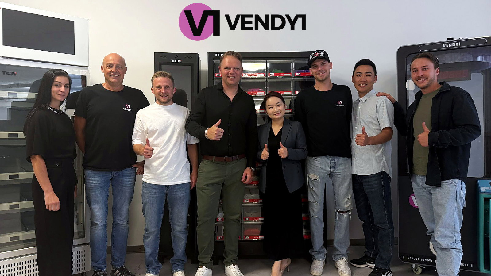 Gruppenbild: Das VENDY1 Team mit Nemo und Darry, TCN Vertriebsleitung Europa